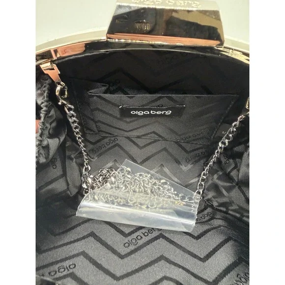 Olga Berg Silver Rhinestone Tassel Clutch Bag (missing a few gems see pics) - Picture 5 of 5